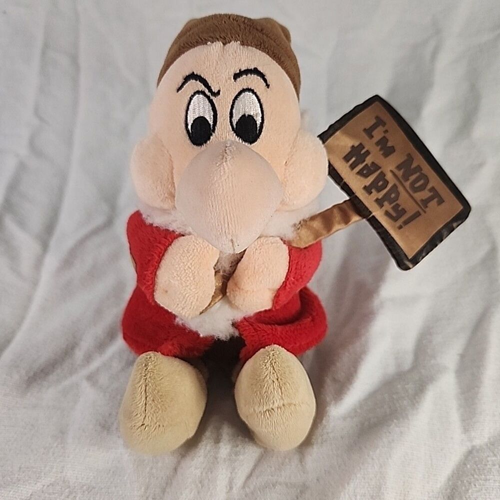 Disneyland 9" Grumpy With Sign Plush Snow White Original Disney Park Vintage
